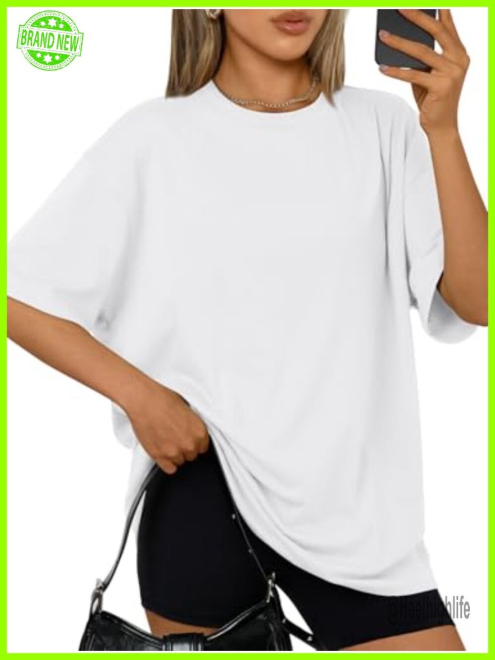 Oversized Crew Neck Short Sleeve T-Shirt Polyester Cotton Spandex Summer Tee